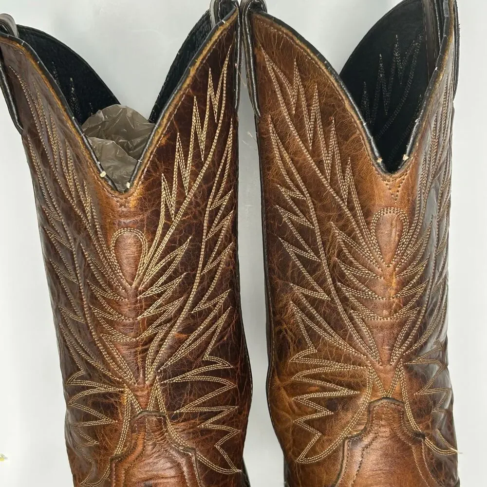 Great Western Men’s 11 M Brown Leather Cowboy Boots Western Pointed Toe